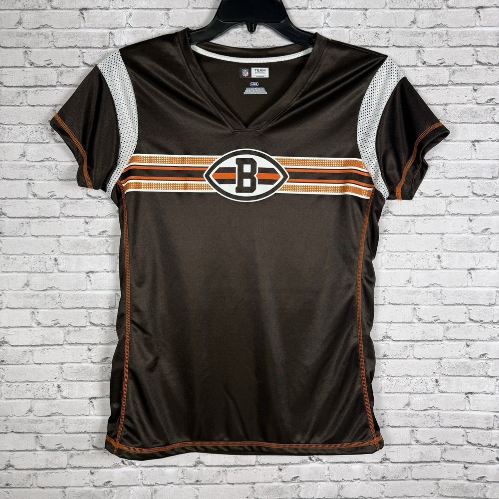 Cleveland Browns Women's V-Neck Jersey Shirt Size Large NFL Football Team